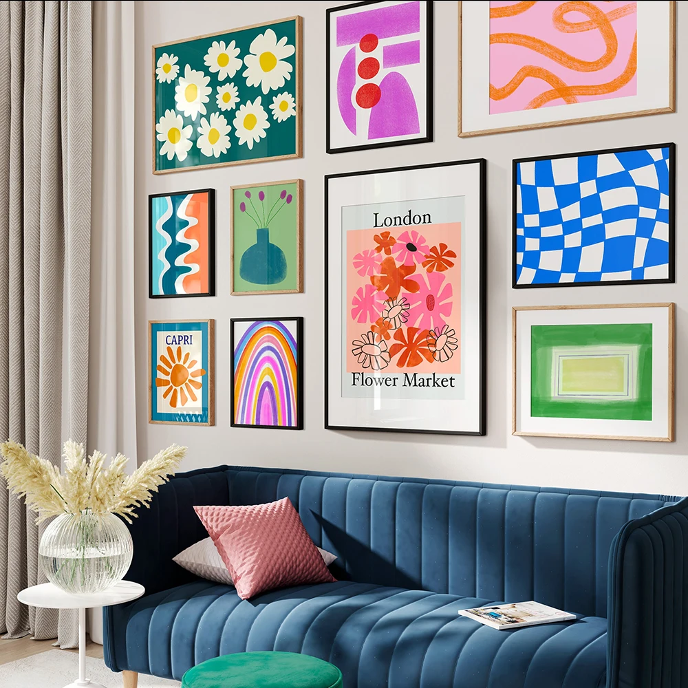 Resin Art Wall Decor - Modern Colorful Abstract Wall Art Floral