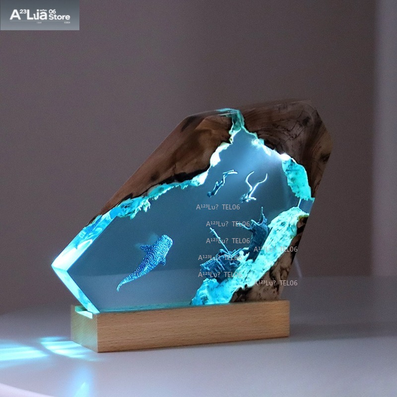 Resin Art Light - Wood Resin Night Light Ocean Art