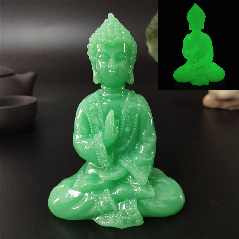Resin Art Light - Glowing Meditation Buddha Statue Man-made Jade
