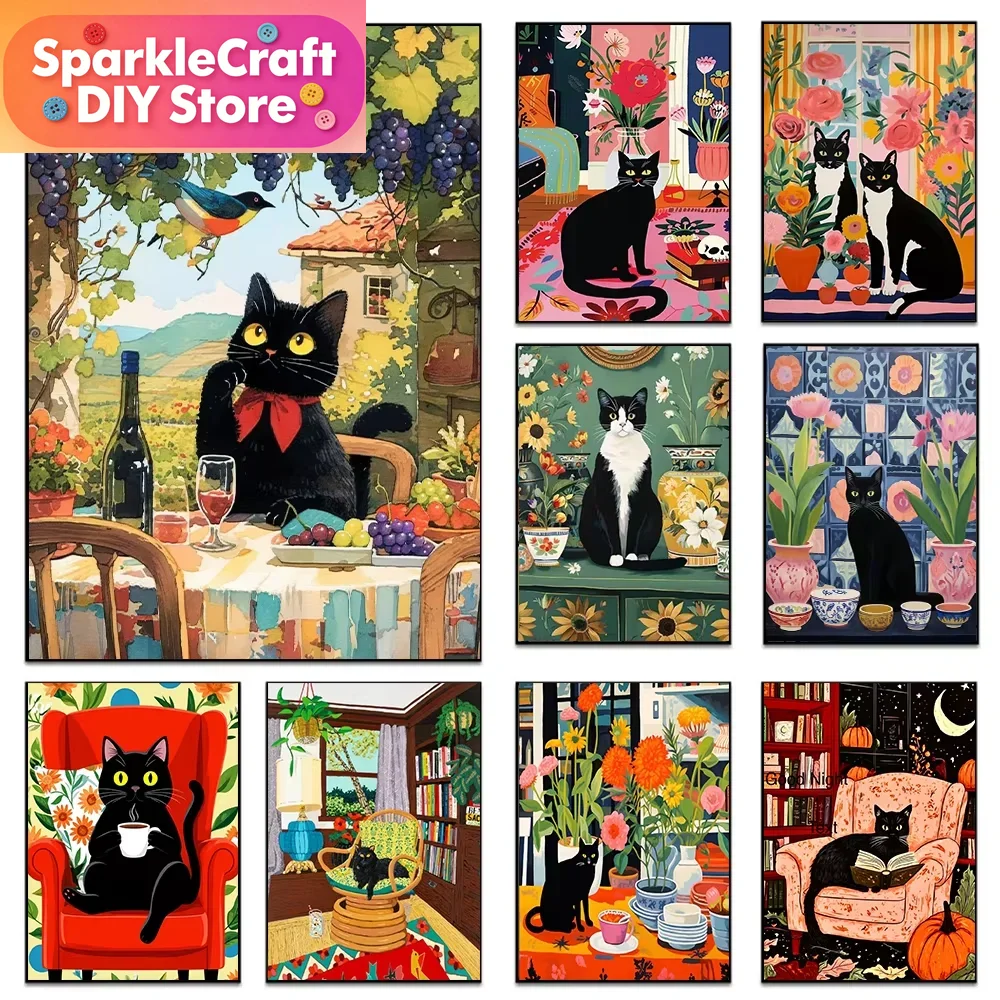 1pc frameless Cartoon Black Ca - Resin Art Gift recension och pris