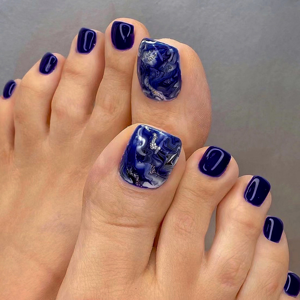24pcs Glossy Blue False Toenai - Resin Art Glitter recension och pris