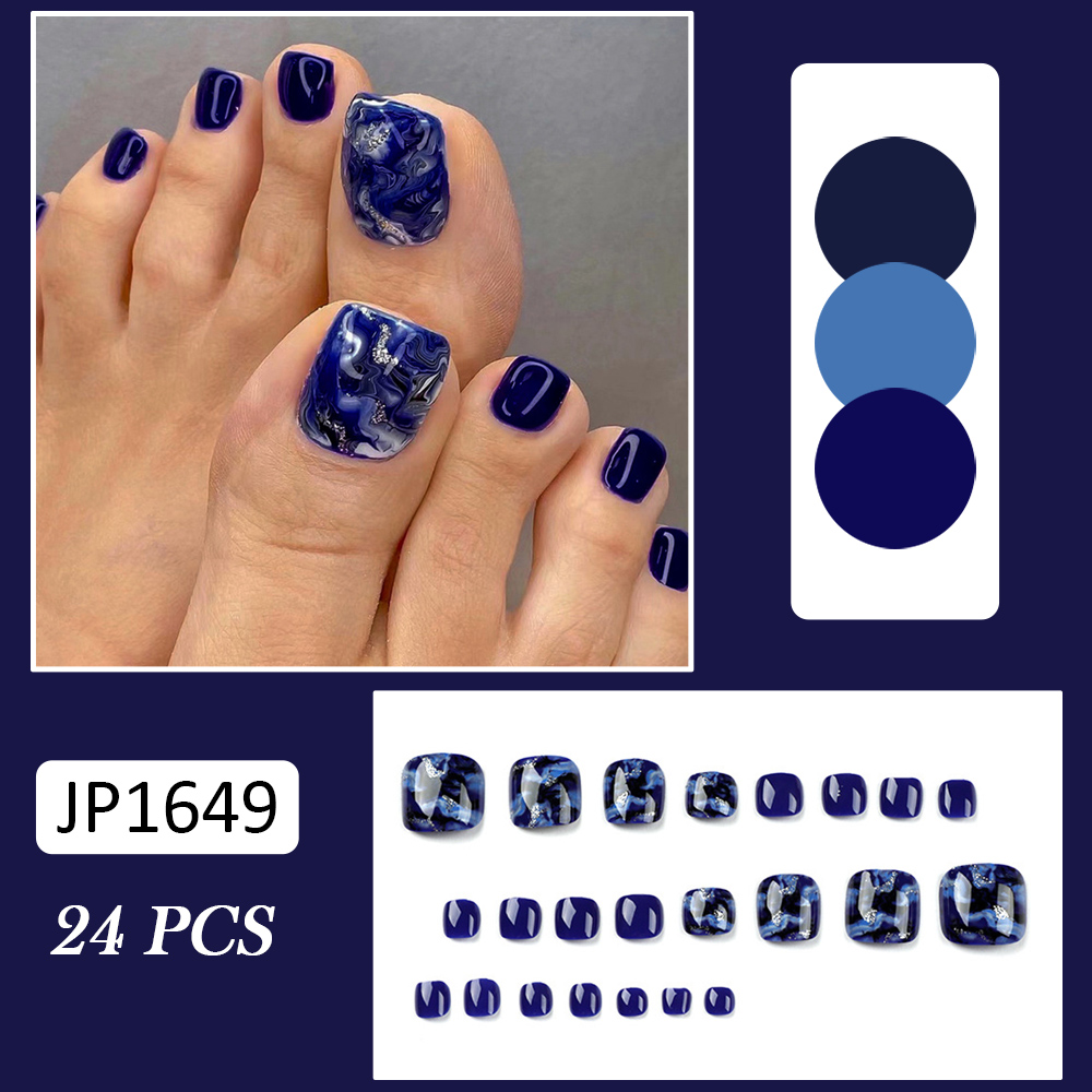24pcs Glossy Blue False Toenai - Resin Art Glitter recension och pris