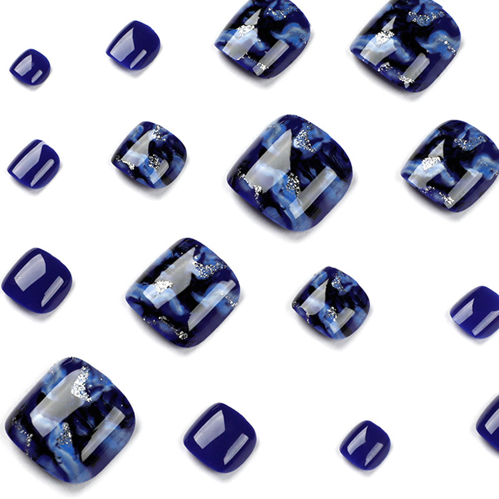 24pcs Glossy Blue False Toenai - Resin Art Glitter recension och pris