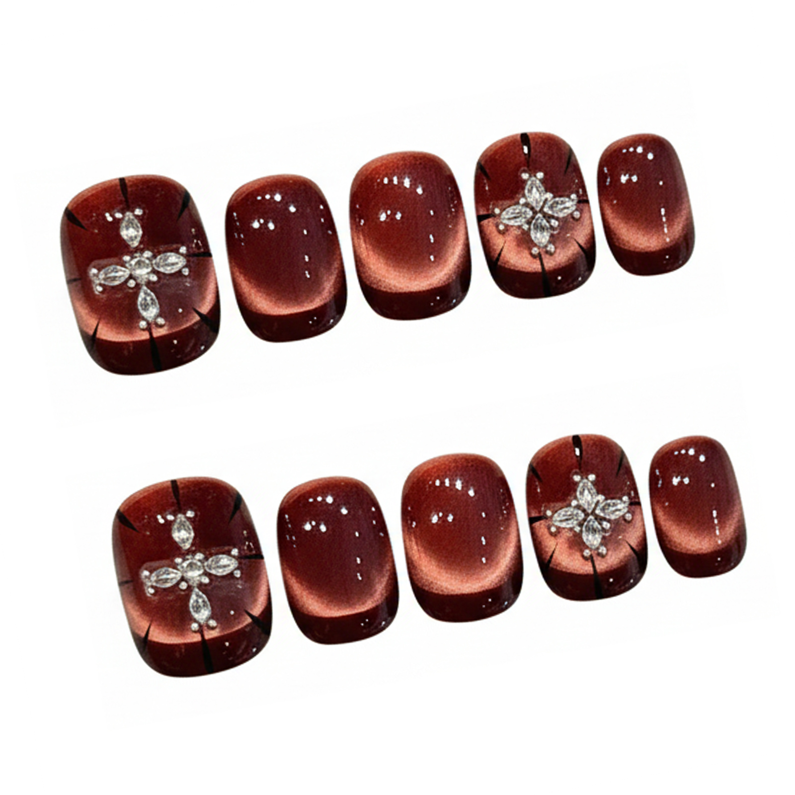 10pcs Wine-red Cat's Eye Press - Resin Art Glitter recension och pris
