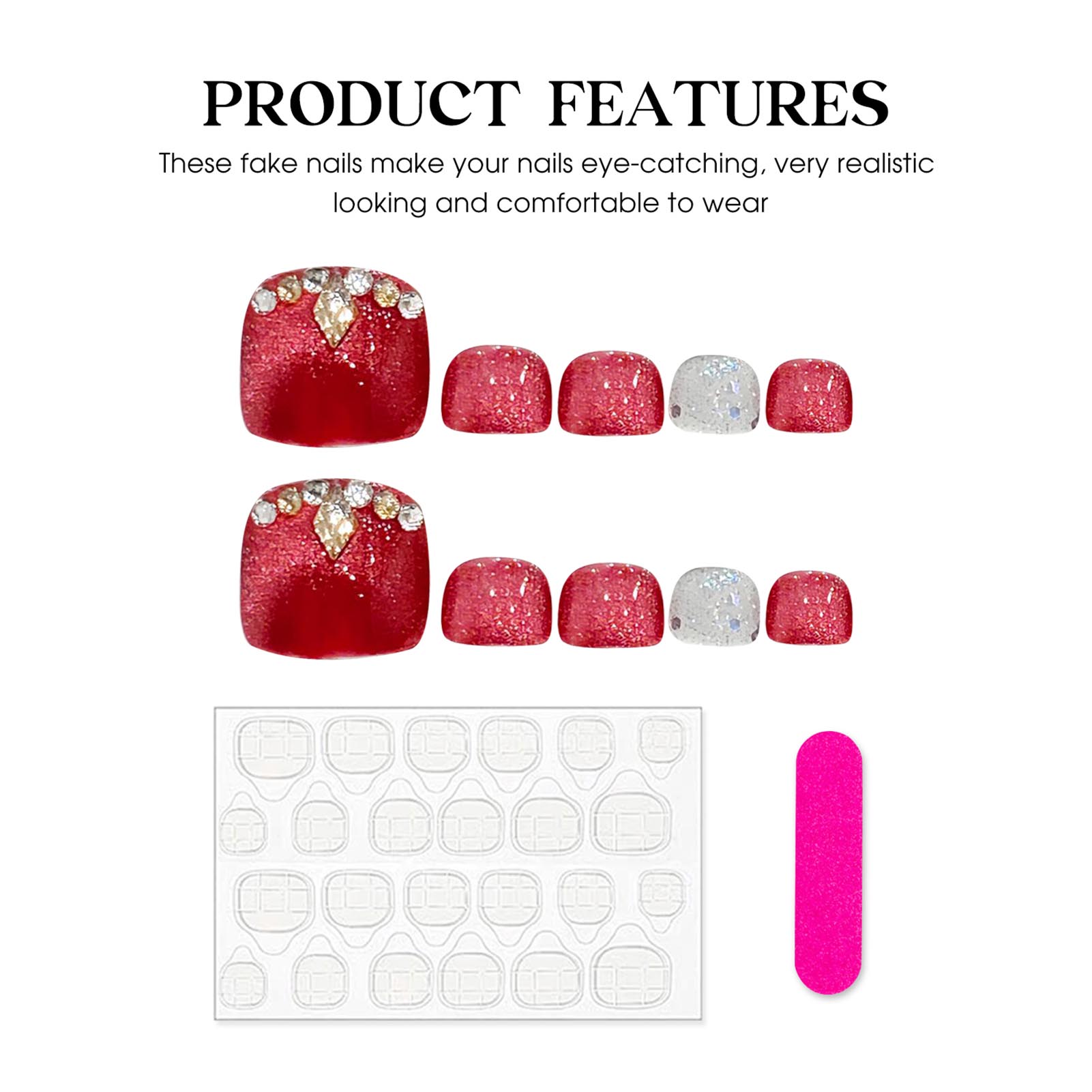 Handmade Press on Toenails Squ - Resin Art Glitter recension och pris